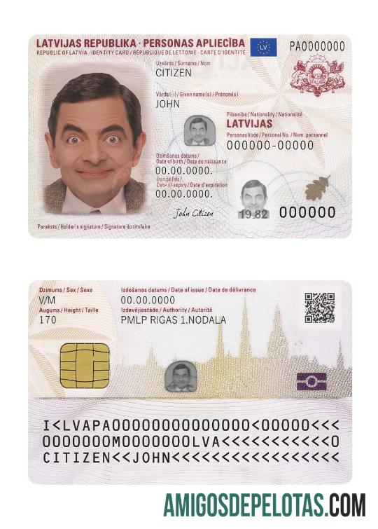 Carteira de identidade da Letônia, modelo atual de 2019